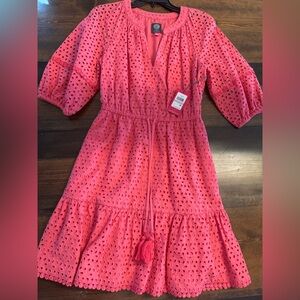 NWT Vince Camuto Coral Eyelet Dress with Tassel